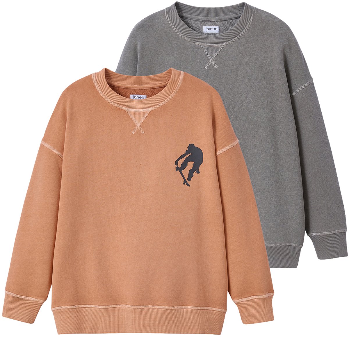 Jonen Set van 2 effen sweaters met lange mouwen voor jongens van JONEN