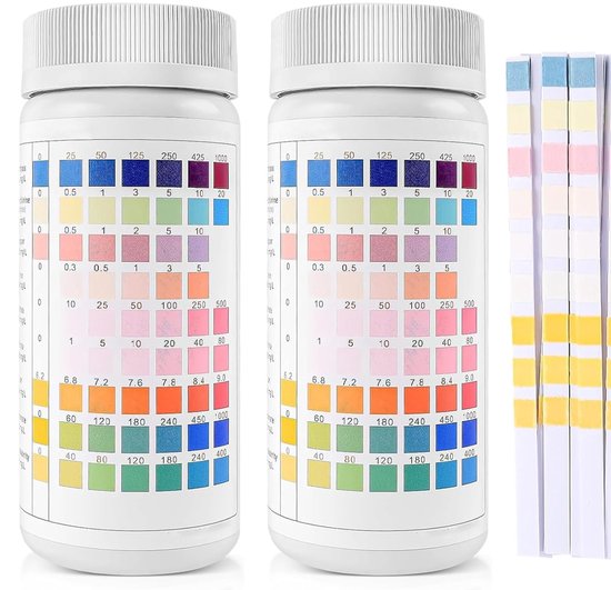 Watertester Teststrips – 200 Stuks – 7-in-1 – PH, Chloor, Hardheid, Alkaliniteit, Broom & Cyanuurzuur – Voor Zwembad, Spa & Vijver