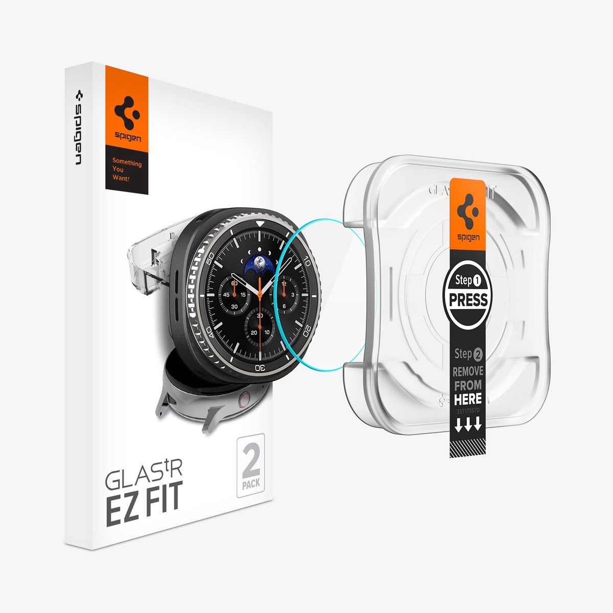 Spigen GLAS.tR EZ Fit Galaxy Watch 8 46 mm screen protector 2 pack