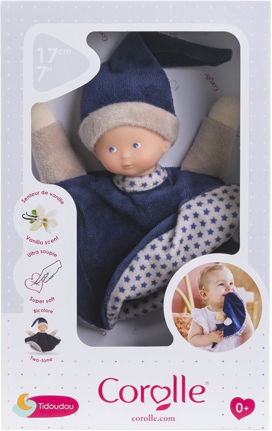 Corolle knuffeldoek - Marineblauw babydoekje 17cm - zacht speelgoed. van Corolle — afbeelding 2