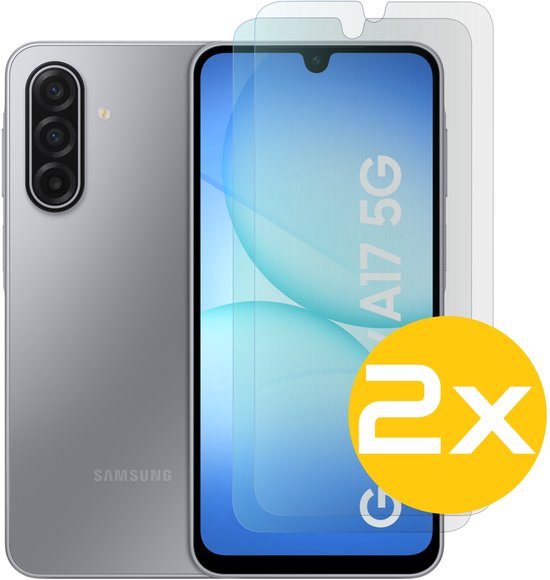 Screenprotector Samsung Galaxy A17 2x Tempered Glass 9H Hardheid Case Friendly Glasplaat Transparant