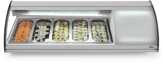 Arktic Sushivitrine - Wit/Zwart - 5x 1/3 GN - 0°C/+6°C - Statisch - Compressor Rechts - 1307x450x330mm