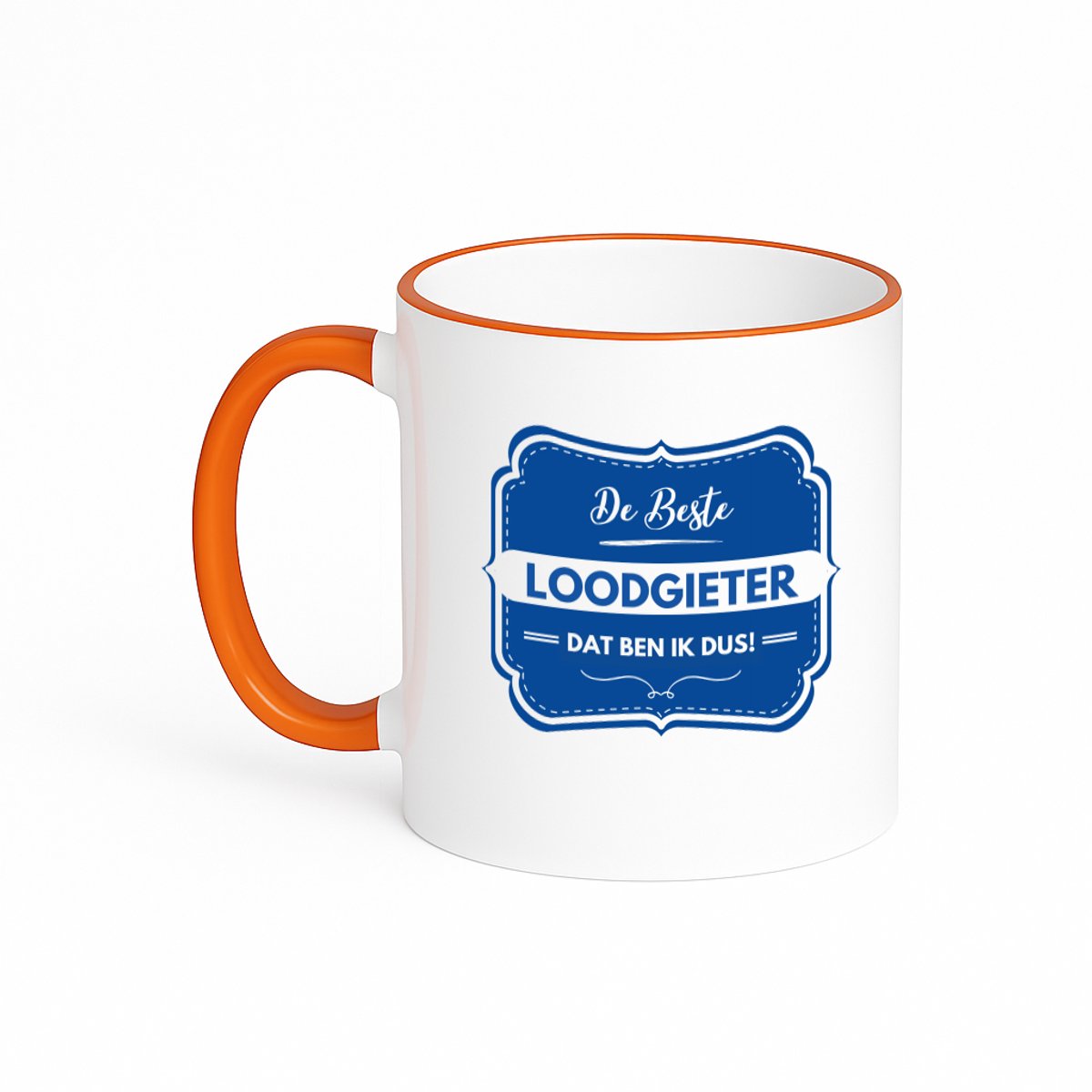 Hacebo® - De beste loodgieter koffiebeker met gekleurde rand oranje - Loodgieter - loodgieters - thee mok - koffie beker - werk - afscheidscadeau - verjaardagscadeau - kado - koffiemok - 330 ML