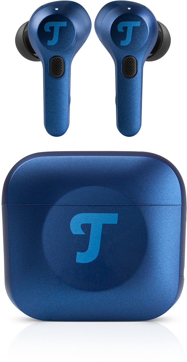 Teufel AIRY TWS PRO - True Wireless oortjes met noise cancelling, transparantiemodus, draadloos opladen, batterij tot 32 uur, IPX4 waterbestendig - Steel Blue