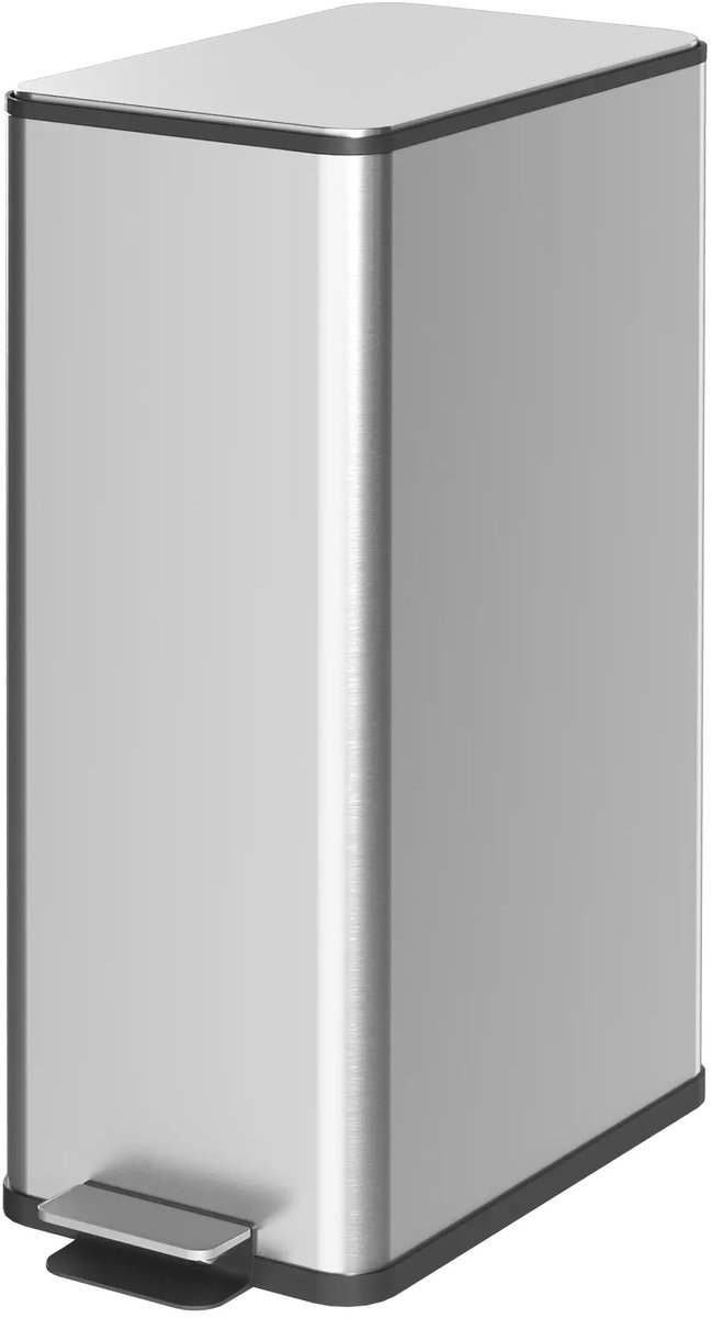Pugsdrly Afvalbak 20 l, softclose-deksel, deodorantvak, vingerafdrukbestendig, roestvrij staal, zilver