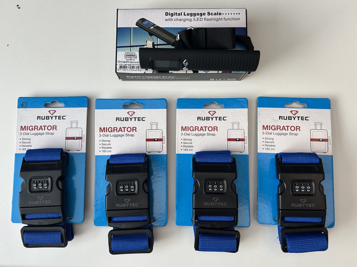Kofferriem met Cijfer slot - Bagage Riem - Luggage Strap - Kofferband - Gesp - 183 Cm blauw Verstelbaar - Bagageriem - 183 Centimeter - Extra Beveiliging - Reizen - vakantie Set van 4 Stuks nu met extra weegschaal