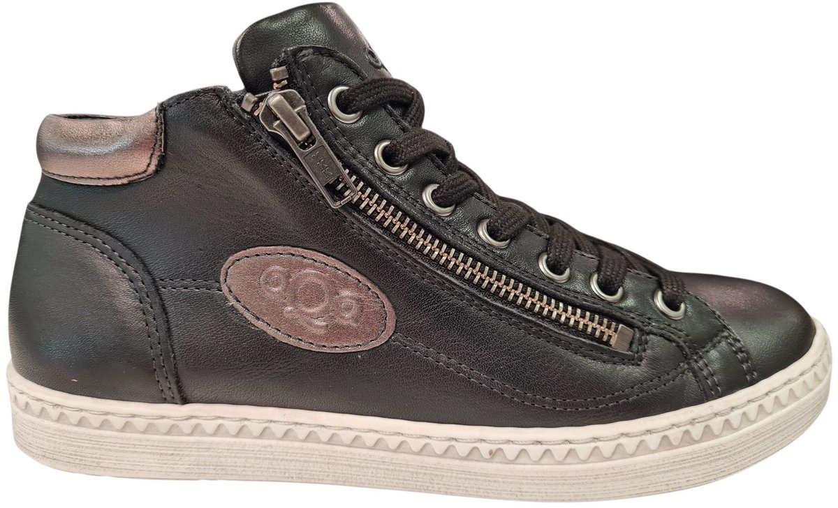 Aqa Zwart Leren Dames Sneakers - Zwart - 37