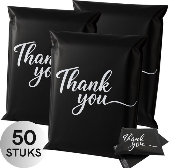 Twenty4seven® Verzendzakken "Thank You" - 50 Stuks & 30x40cm - voor Cadeaus, Webshop & Kleding