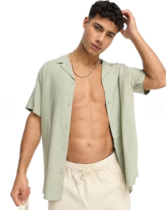 Zomer Overhemd korte Mouwen Heren - Blouse - Shirt - Groen