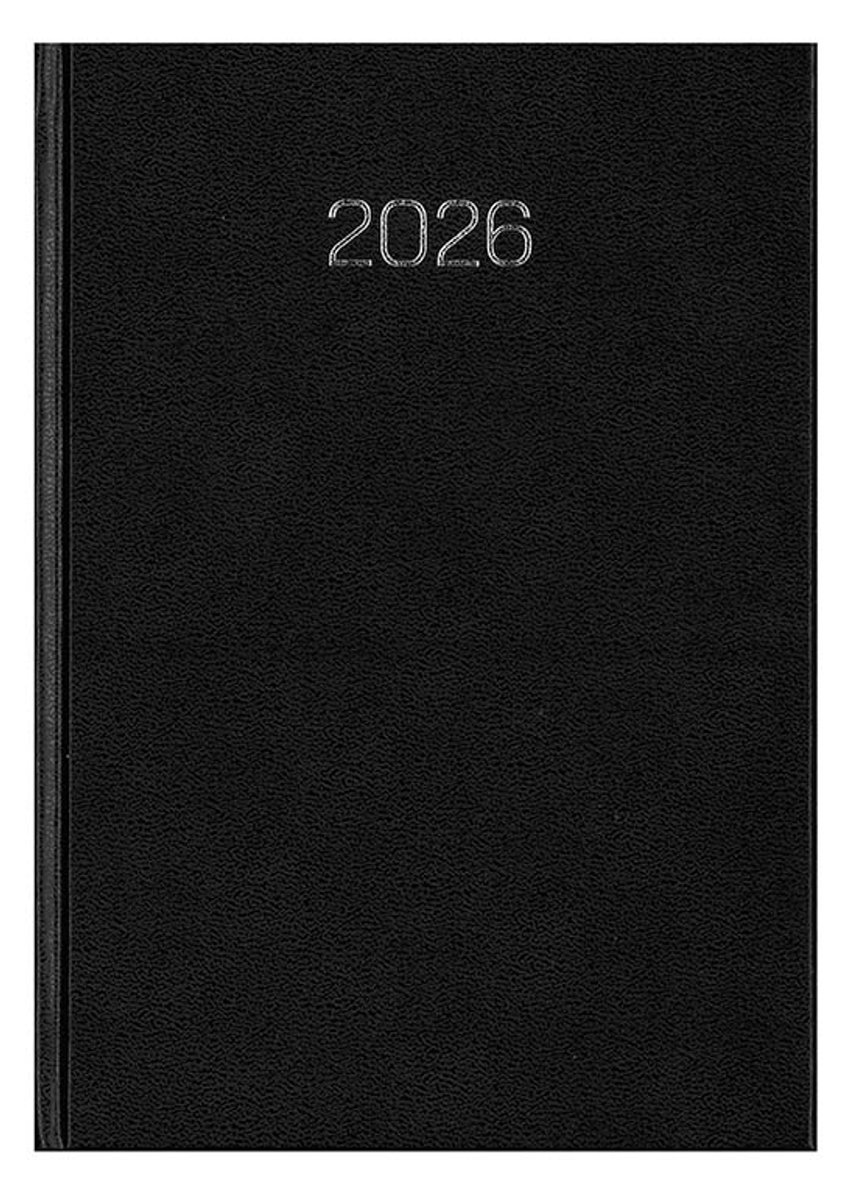 MGPcards - Bureau dagagenda 2026 - formaat A5 - 1 dag per pagina - 6-talig - 14.8 x 21 cm - Zwart