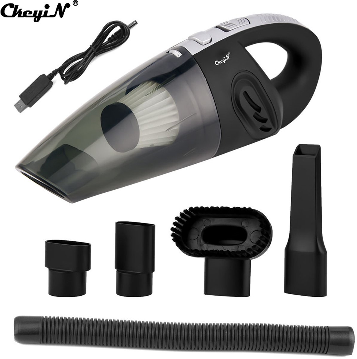 Draadloze Handstofzuiger 3200Pa Zwart met 5 Mondstukken