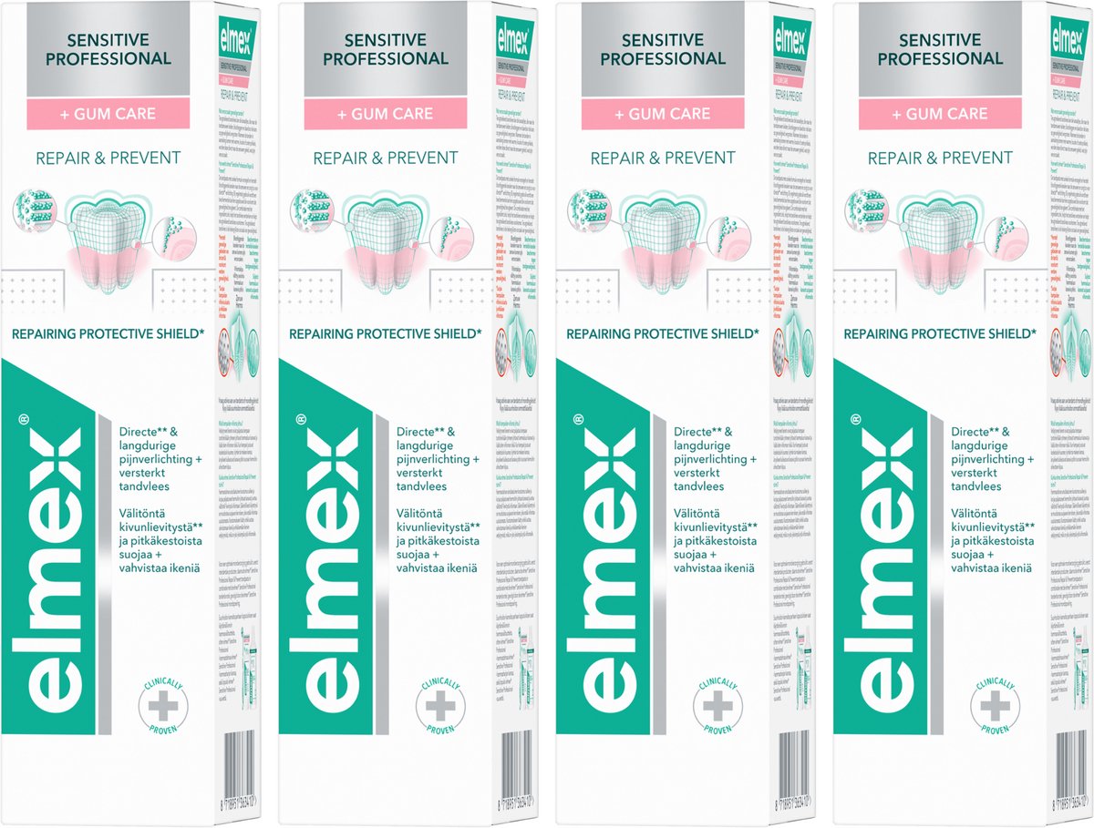 Elmex Sensitive Professional Tandpasta Repair & Prevent 4 x 75 ml - Voor Gevoelige Tanden - Voordeelverpakking