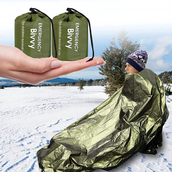 Couverture d'urgence thermique, sac de couchage \ couverture de sauvetage Premium | 【Larme Extra-épaisse et imperméable】- 2 Pieces - 91 x 213 cm
