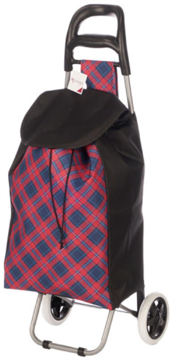 Arte Regal Boodschappen trolley Ruit - 33 l - rood/blauw - 35x88 cm - met wielen