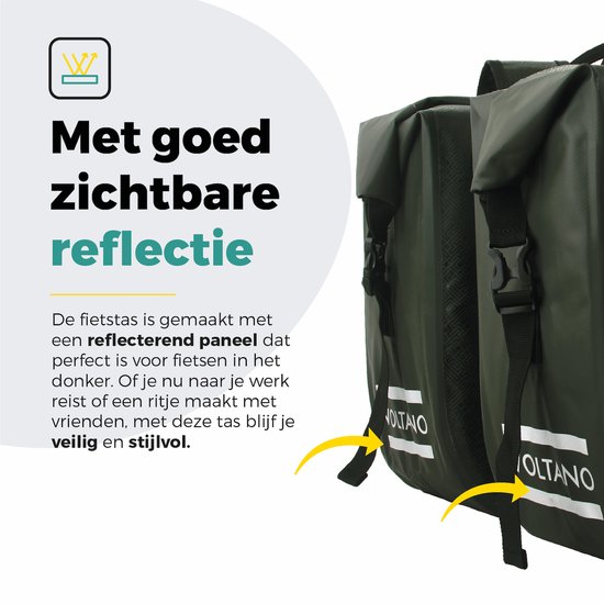 Voltano Dubbele Fietstas Rolltop Intense Green - 48 Liter - 100% Waterdicht - Fietstassen Electrische Fietsen Groen van Voltano — afbeelding 4