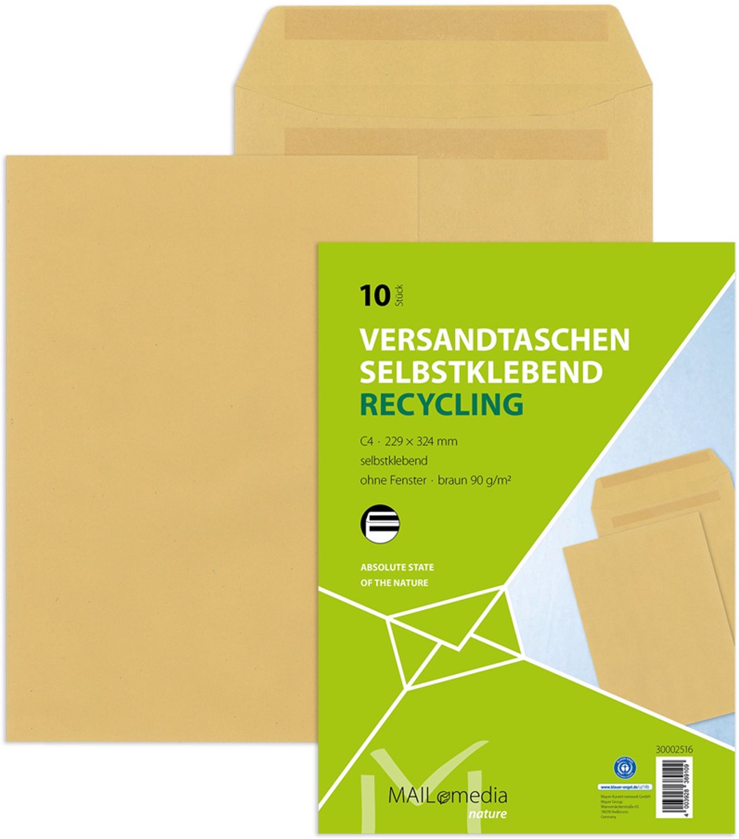 MAILmedia akte-envelop bruin, C4, 22,9 x 32,4 cm, zonder venster, zelfklevend, 50 st.