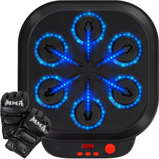 Boksmachine - Boxing Machine - Incl. Bokshandschoenen- 6 LED Targets & Instelbare Snelheid - Bluetooth & Muziek - Boksen - Bokszak - Volwassenen en Kinderen