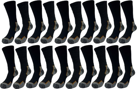 Foto: Marco rossi werksokken worksocks 20 pack 20 paar katoen maat 43 46 zwart grijs anti slip sokken heren sokken dames