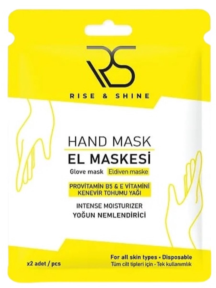 Rise and Shine Hand Mask Glove Mask - Intensief Hydraterend Masker voor Droge/Gebarsten Handen & Broze Nagels , Dermatologisch Getest, Alle huidtypes - 2 stuks (1 paar), Dilan Polat