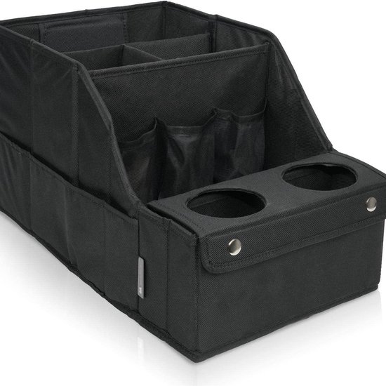 Autostoel Organizer - Auto Organizer - Opbergdoos - Met bekerhouder - Opbergruimte voor de achterbank, perfect voor kinderen en speelgoed - Zwart