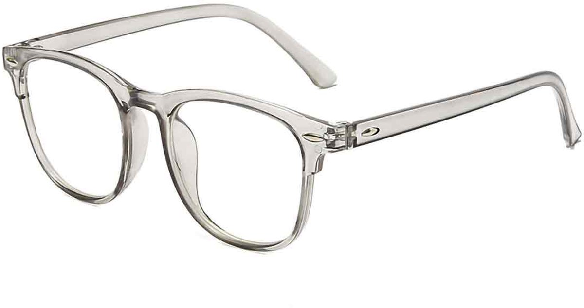 Blauwlichtfilter Bril - Volledig Frame Anti Oogvermoeidheid - Lichtgewicht - Transparant Grijs Frame - Voor Mannen en Vrouwen - Geschikt voor Lezen, Gamen, TV en Telefoongebruik