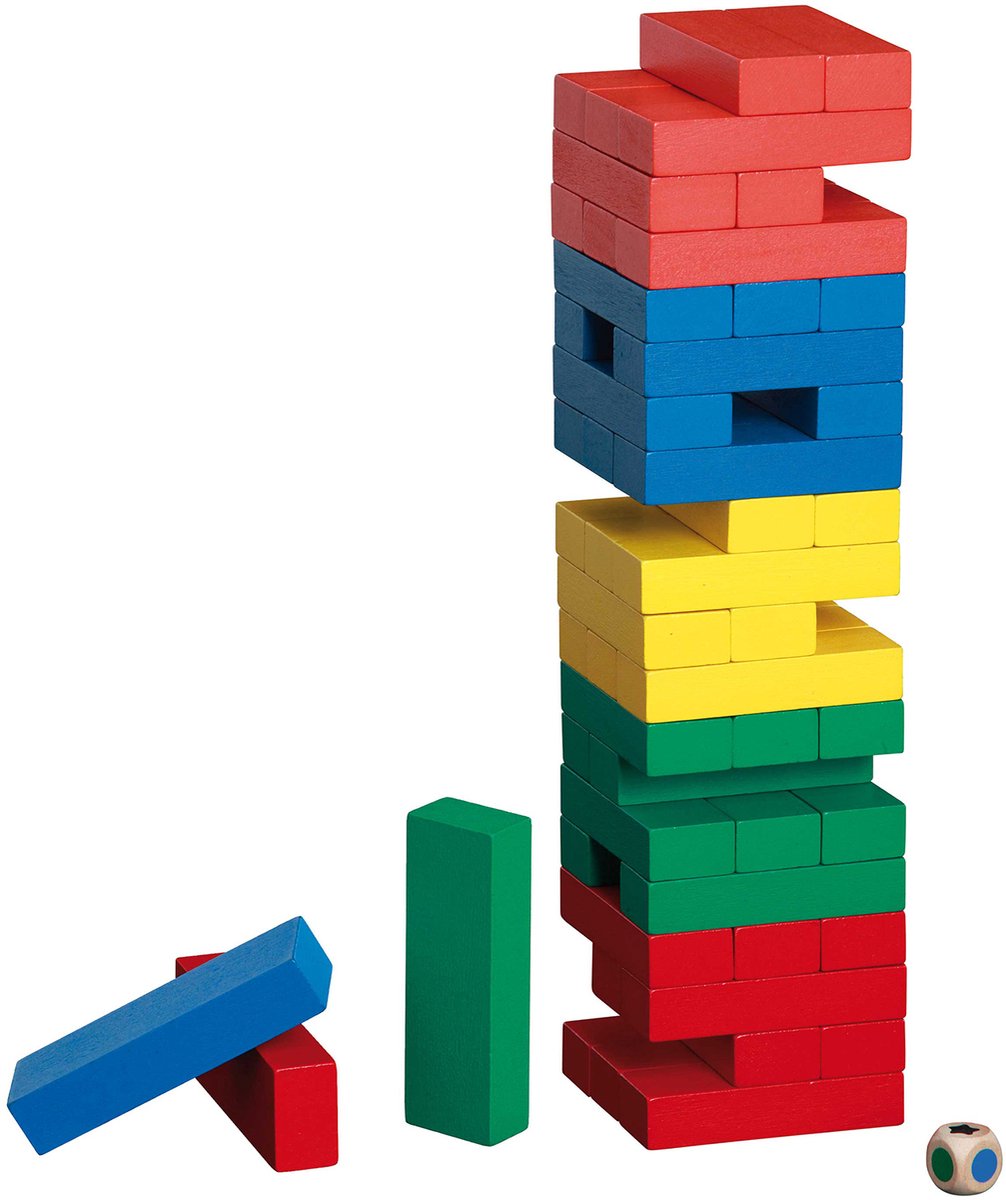 Philos houten spel Vallende Toren - kleur