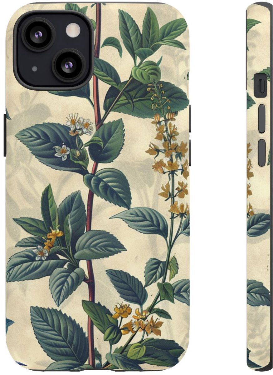 Vintage Botanisch Kruidenpatroon – Telefoonhoesje Geschikt voor iPhone 13