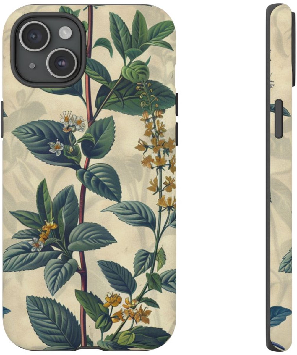 Vintage Botanisch Kruidenpatroon – Telefoonhoesje Geschikt voor iPhone 15 Plus