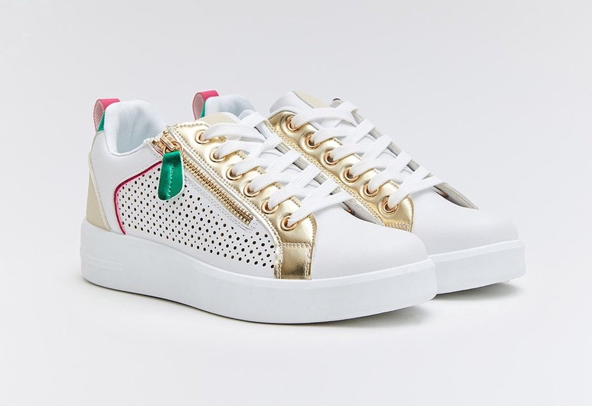 Buonarotti - Dames - Sneakers - wit - imitatieleder - Maat 36