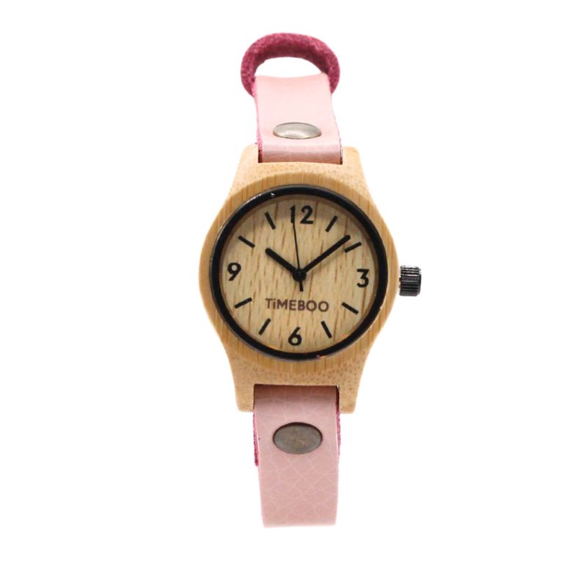 Timeboo horloge Small | Bamboe houten horloge | dames - leer - Old Pink