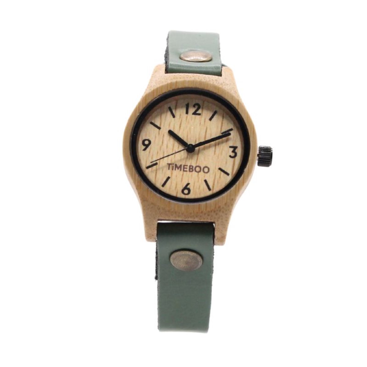Timeboo horloge Small | Bamboe houten horloge | dames - leer - Green