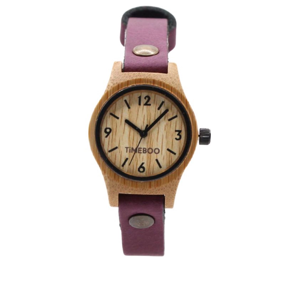 Timeboo horloge Small | Bamboe houten horloge | dames - leer - Purple