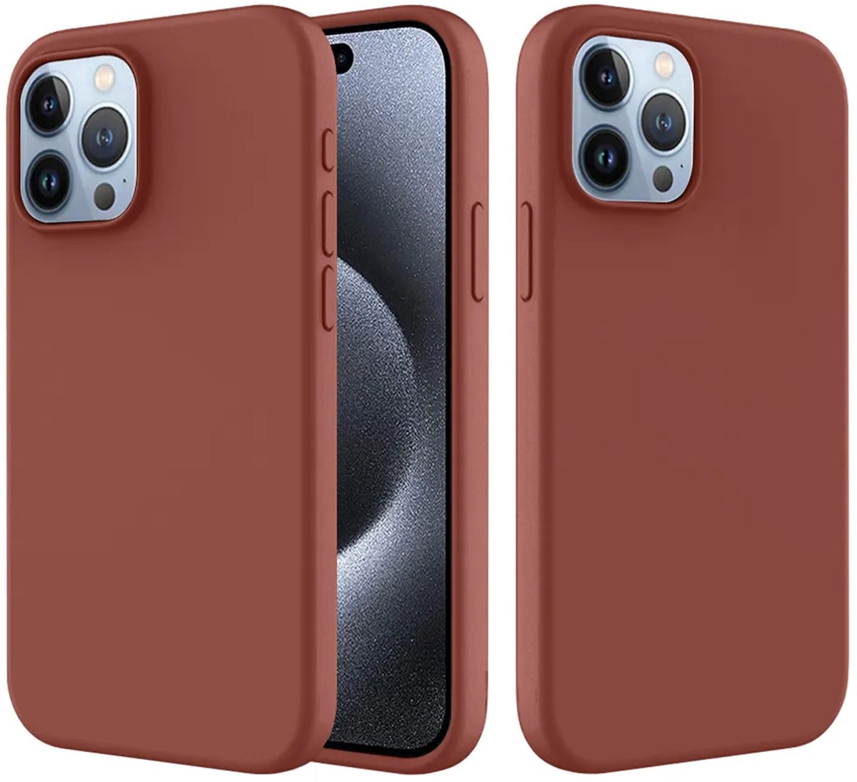 MobyDefend Hoesje - Geschikt voor iPhone 15 Pro - Matte Siliconen Backcover - Terracotta