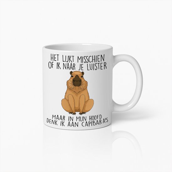 Mug humoristique Capybara – Texte « J'ai l'impression de t'écouter » – Cadeau idéal pour les amoureux des animaux