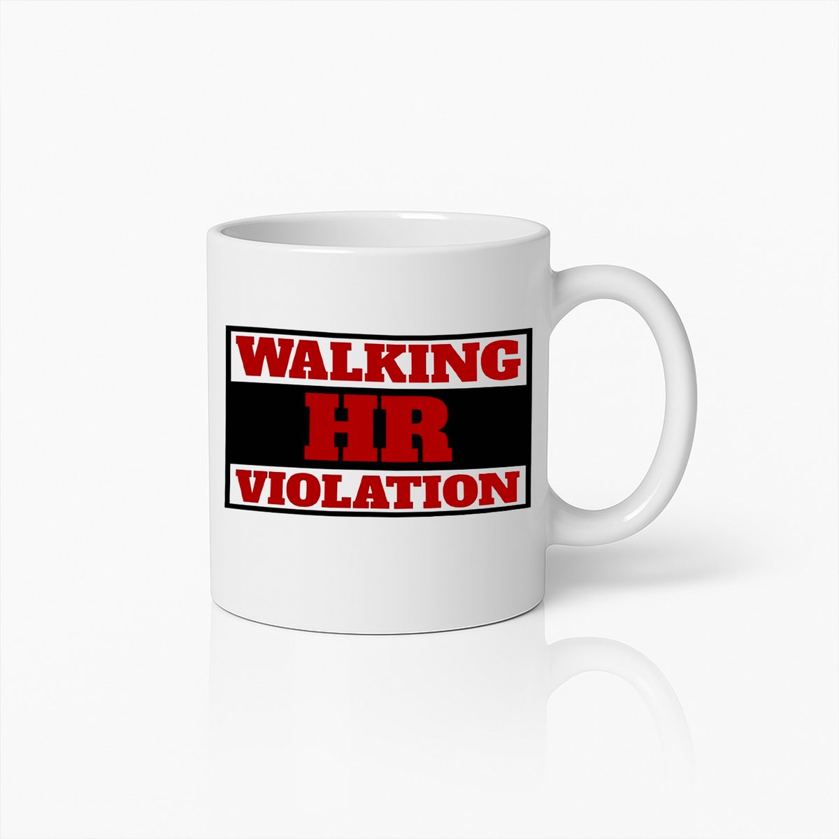Grappige Walking HR Violation Mok – Humoristische Koffiebeker voor HR Professionals
