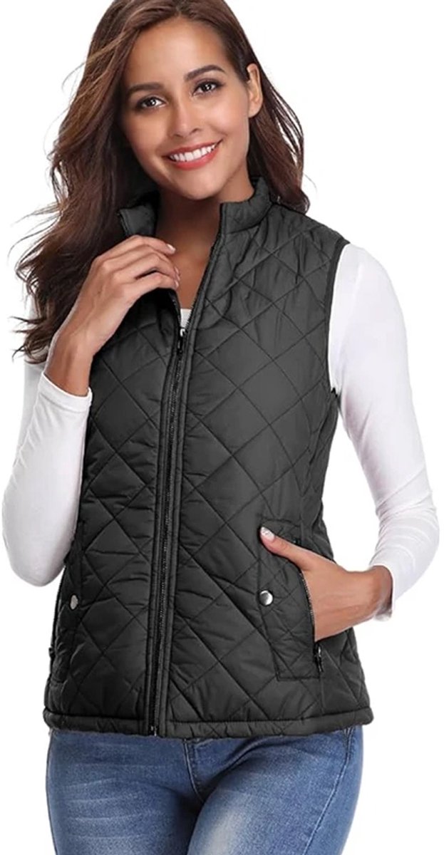 Slim Fit Bodywarmer Dames Sportief en Casual – Vest Zwart