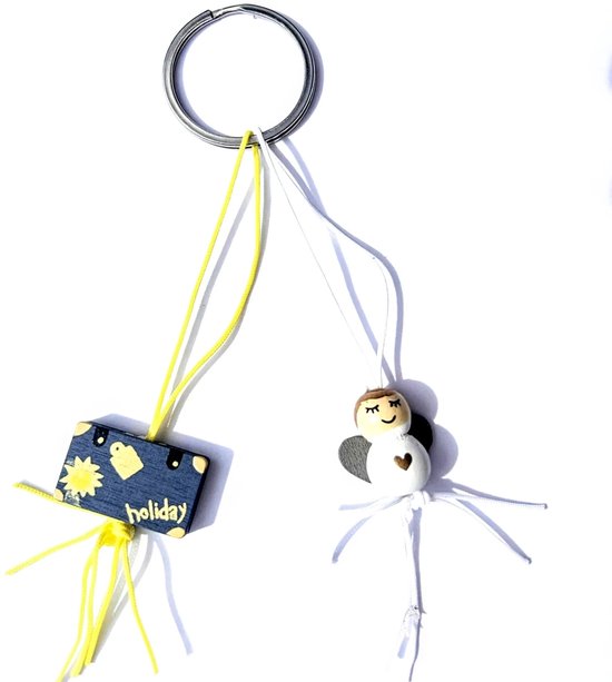 Porte-clés porte-bonheur de voyage Safe Travel - travel - poupée porte-bonheur - vacances - porte-clés - valise - ange porte-bonheur - cadeau - fortune