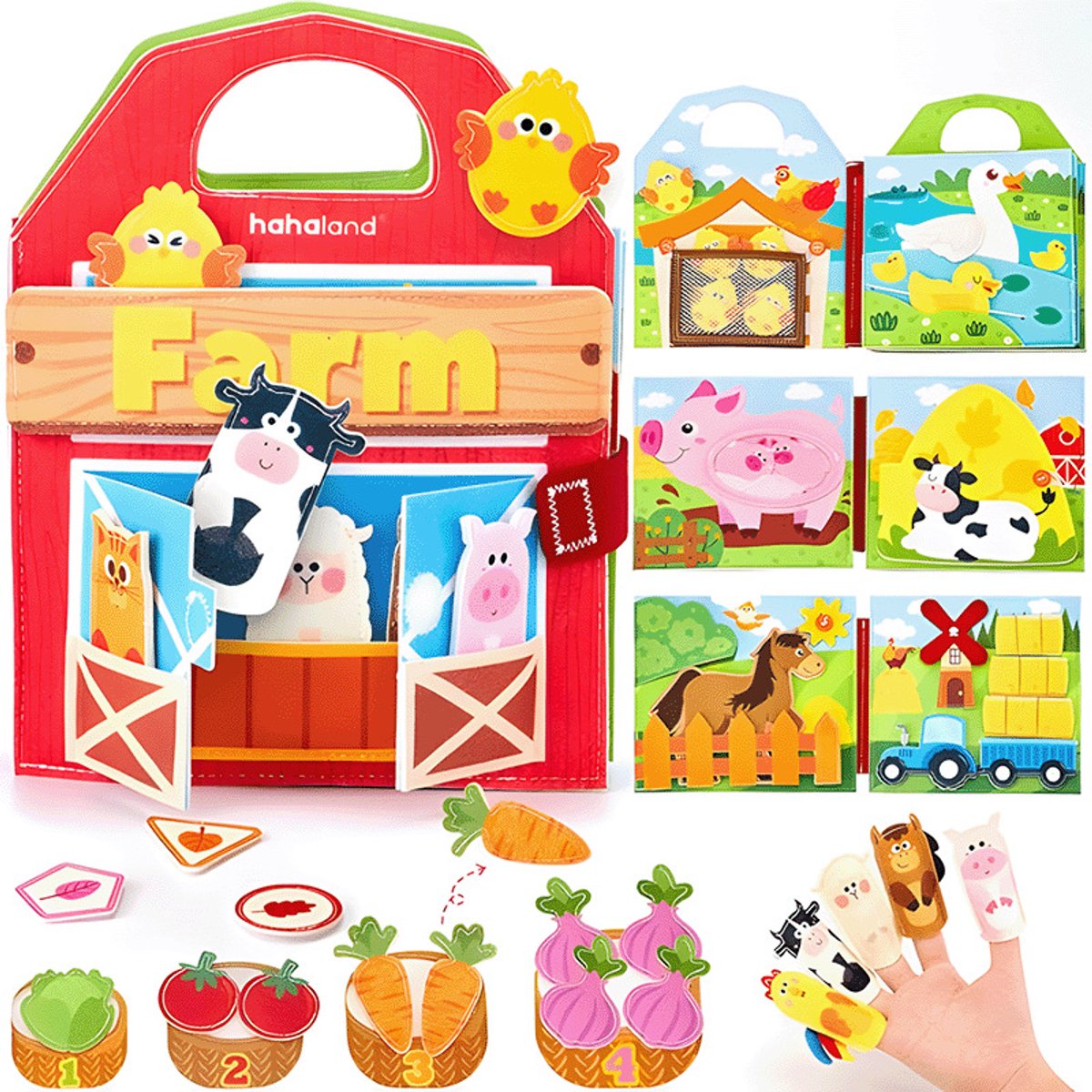 Busy Board Boek - Montessori Speelgoed 1-3 jaar - Activiteitenboek Boerderij - Sensorisch Speelgoed 2 jaar Jongens en Meisjes - Peuterspeelgoed voor Onderweg