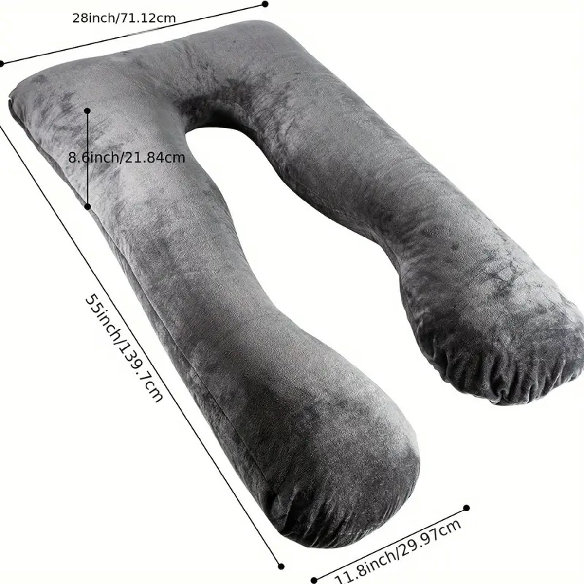 Image of 140cm U-Vorm Zwangerschapskussen – Volledige Lichaamsondersteuning met Fluwelen Wasbare Hoes, Comfortabel Slaapkussen