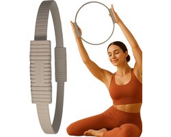 Pilates Ring 35 cm - Fitness Ring - Magic Circle - Yoga Ring - Beentrainer - Siliconen - Pilates Circle - Pilates accessoires - Thuis Sporten - Taupe