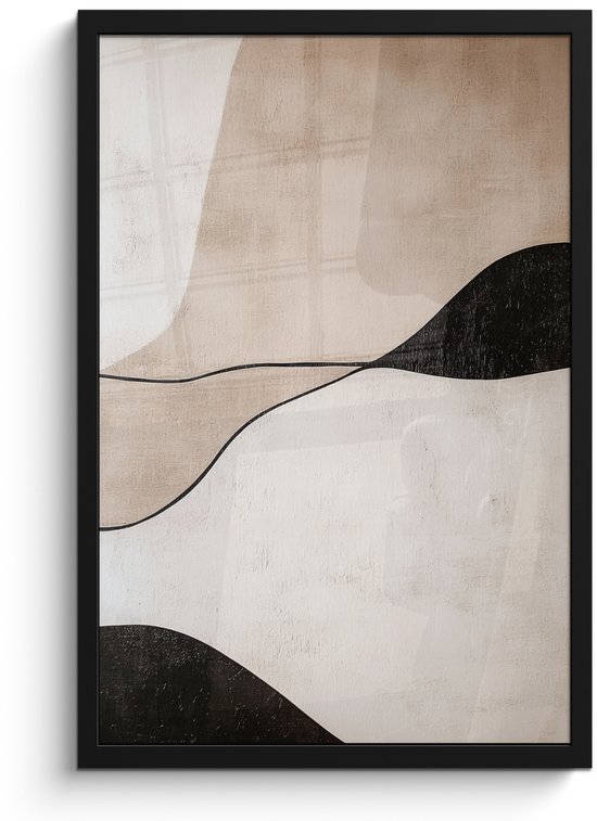 Poster in lijst - Fotolijst 40x60 cm - Posters - Contourlijnen - Abstracte landschap - Posterlijst zwart - Decoratie - Wanddecoratie woonkamer - Muurdecoratie slaapkamer