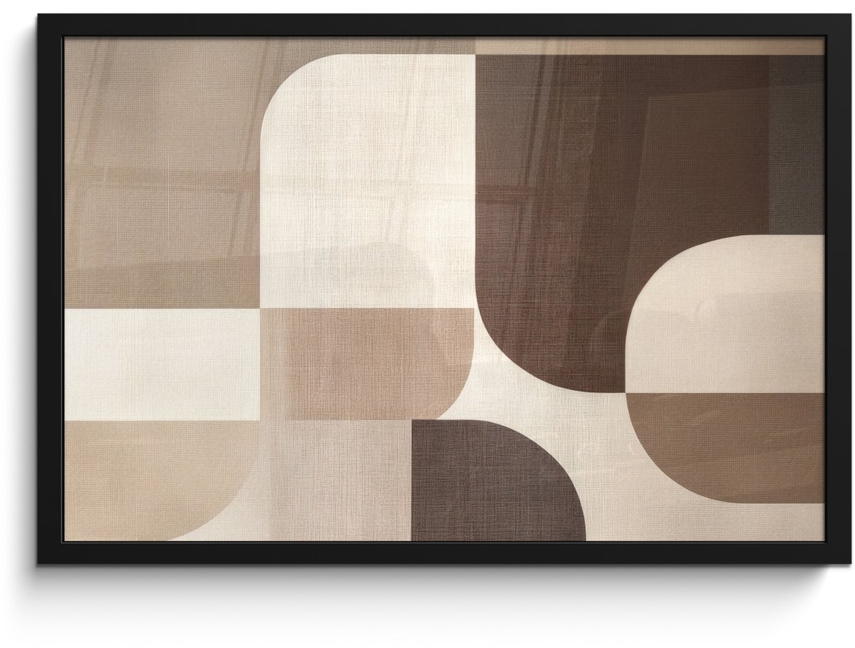 FrameYourWall Poster in lijst - Fotolijst 60x40 cm - Posters - Geometrisch - Geweven structuur - Modern - Posterlijst zwart - Decoratie - Wanddecoratie woonkamer - Muurdecoratie slaapkamer Vormen - Modern