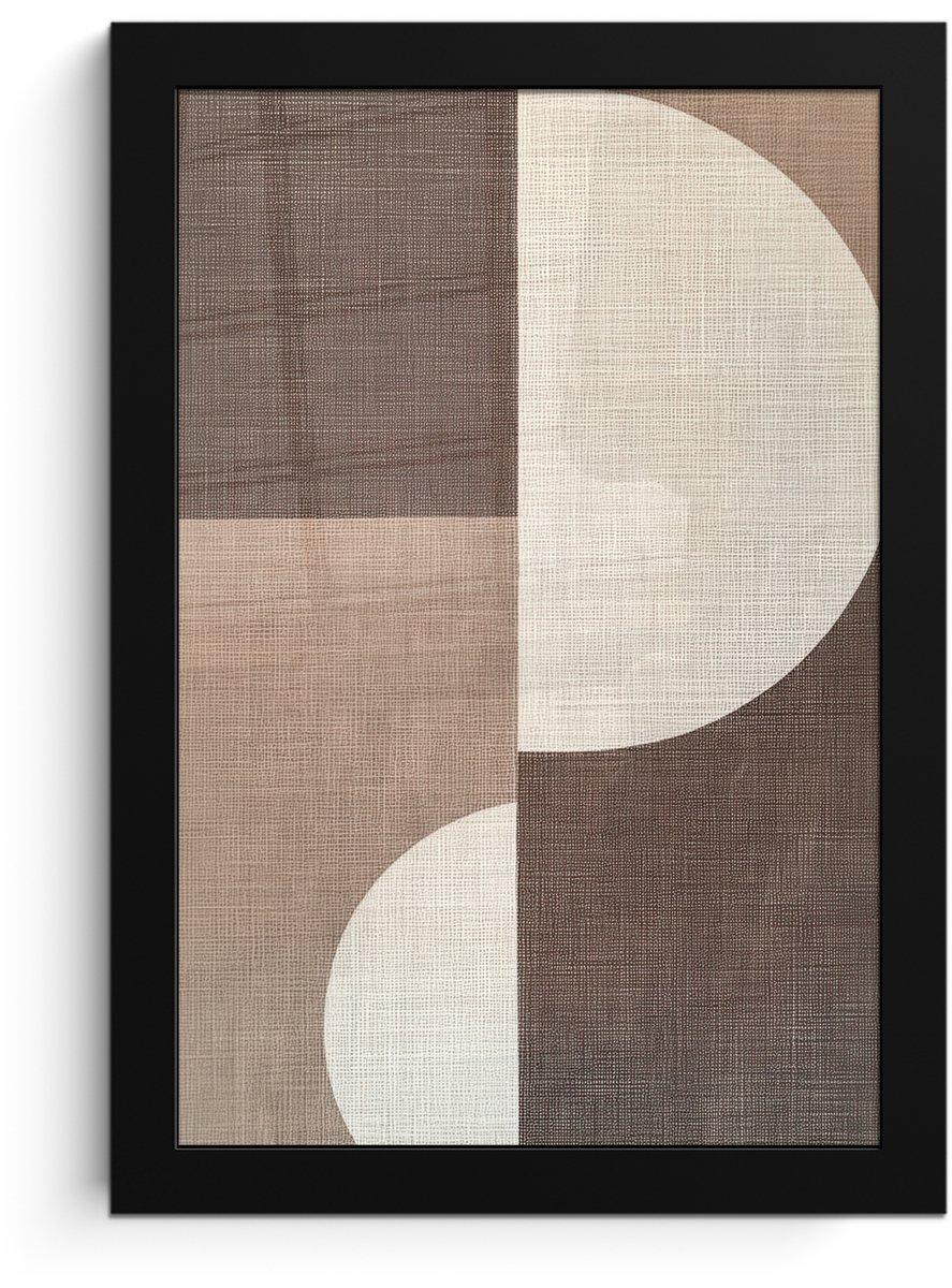 FrameYourWall Poster in lijst - Fotolijst 20x30 cm - Posters - Raster - Halve cirkels - Contrast - Posterlijst zwart - Decoratie - Wanddecoratie woonkamer - Muurdecoratie slaapkamer cirkels - Vlakken