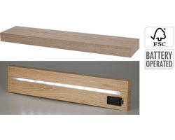 Trends4you-wandplank-met LED verlichting- batterij- naturel