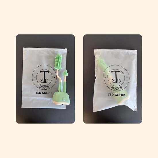 TSD goods - Flessenborstel - Flessenborstel Baby - Beer groen - Flessenborstel met Houder - Flessenreiniger - Flesvoeding accessoires - Kleur Groen van TSD goods — afbeelding 4
