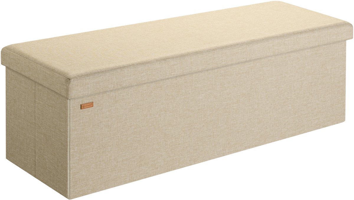 Casaria Zitbank met Opbergruimte - 115x40x40cm 131L Linnen Look– Beige