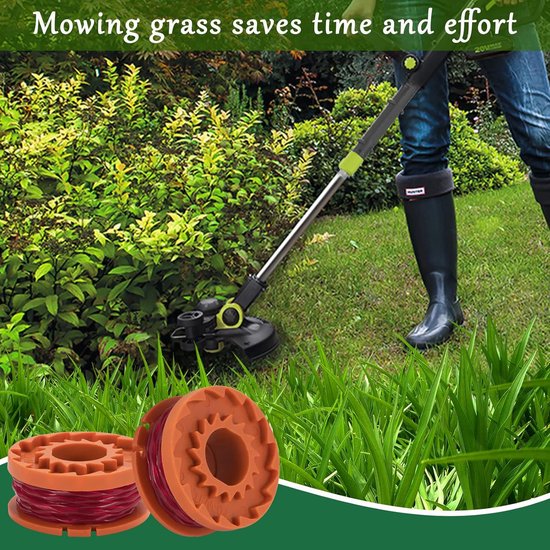 Grastrimmer draad 1,65 mm reservedraad spoelen gazontrimmer draadspoel 3,05 m trimmer lijn voor Worx WA0010 6 spoel 2 dop van Merkloos	 — afbeelding 2