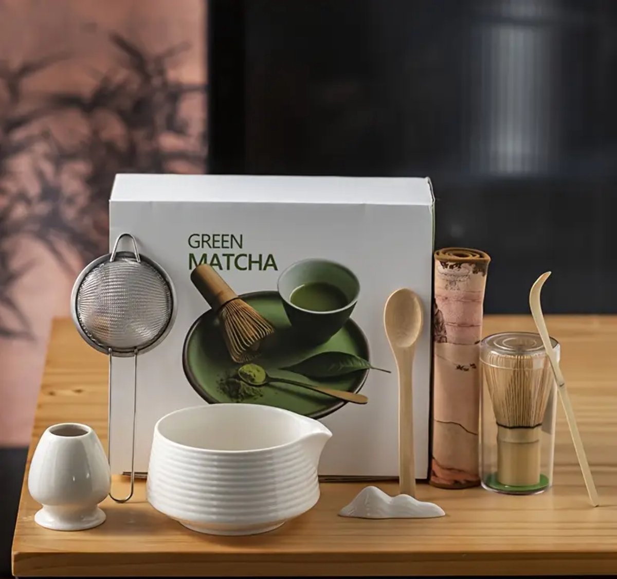 MOONOVA – 8-delige Japanse Matcha Theeset – Traditionele Kom, Klopper & Accessoires – Perfect voor Theeceremonie & Cadeau
