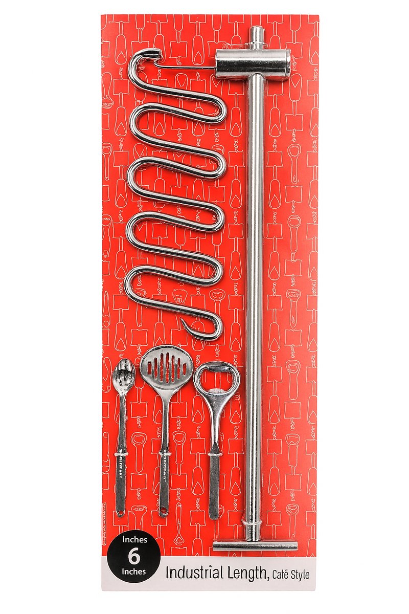 Ophangrek rvs 30 cm - Keukenrek - Ophangrekje van 30cm breed. Inclusief 2 schroeven en 6 haken.