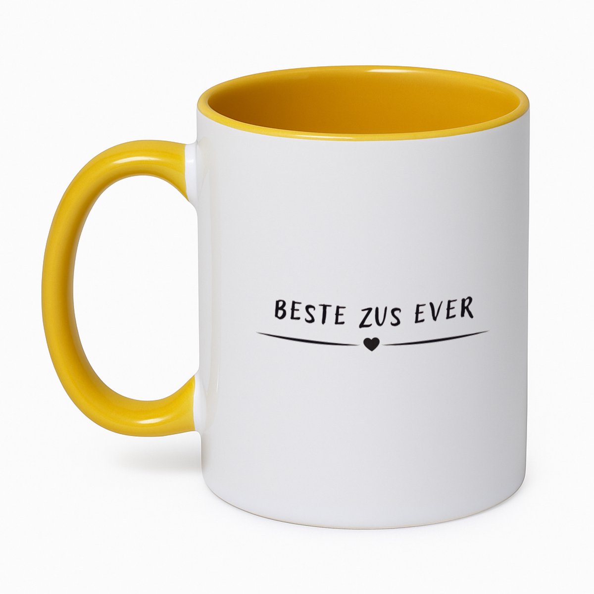 Hacebo® - Beste zus ever koffiebeker goudgeel - Zus - sister - thee mok - koffie beker - leuk cadeau voor je zus - koffiemok - 350 ML inhoud